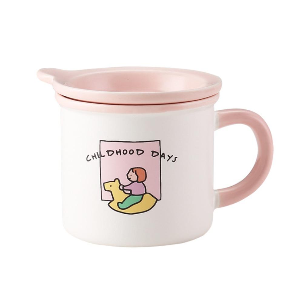 

Cute children s ceramic mug ins high-value creative water cup household couple cup with lid gift 330ml