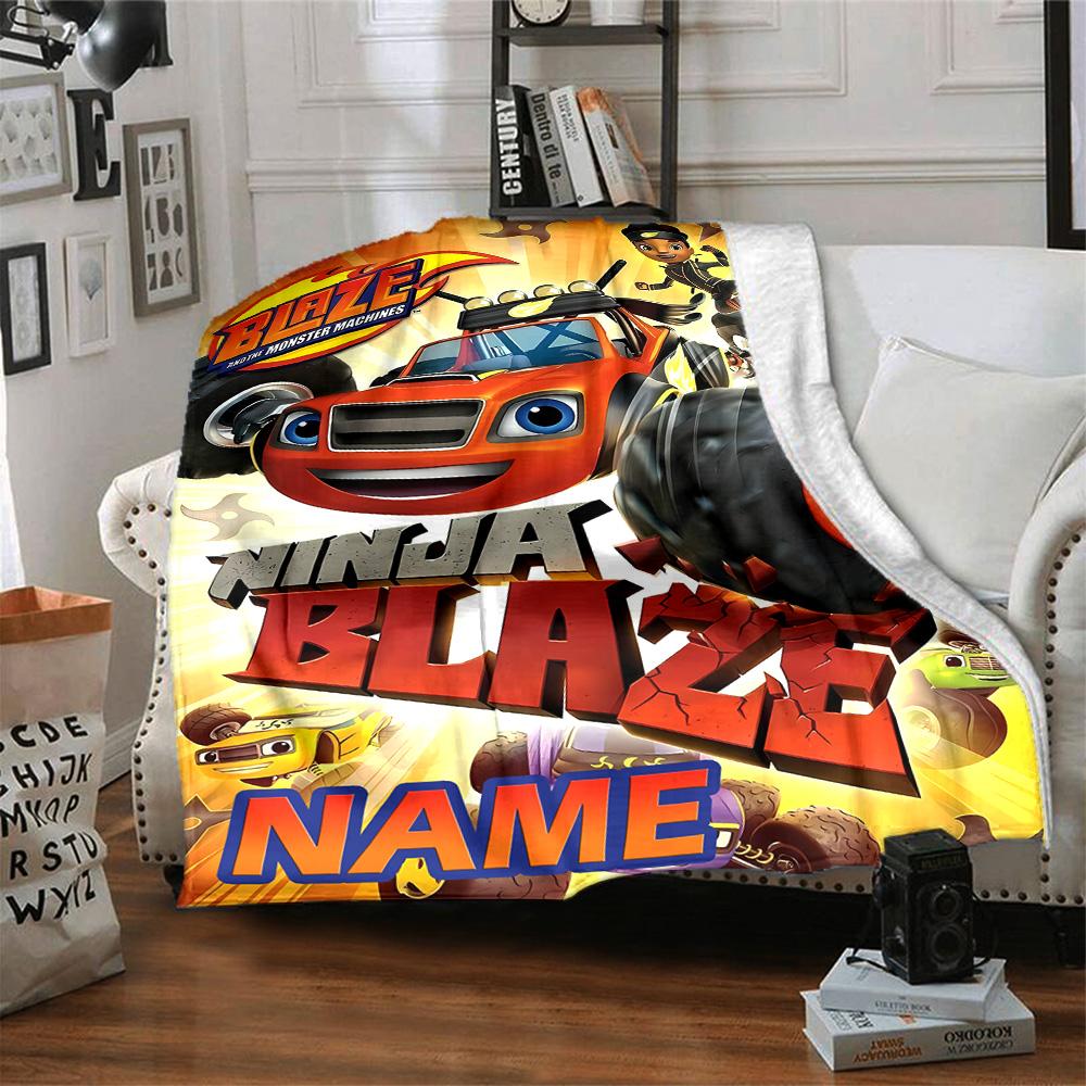 Coperta Morbida Personalizzabile Blaze e le Macchine Mostro2 – Nome Personalizzato, Coperta Accogliente per Tutte le Stagioni, Lavabile in Lavatrice, Coperta Personalizzata