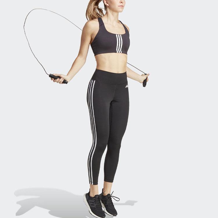 Adidas Striped Quick-Dry Training Tights Women Bottoms Black HT5438