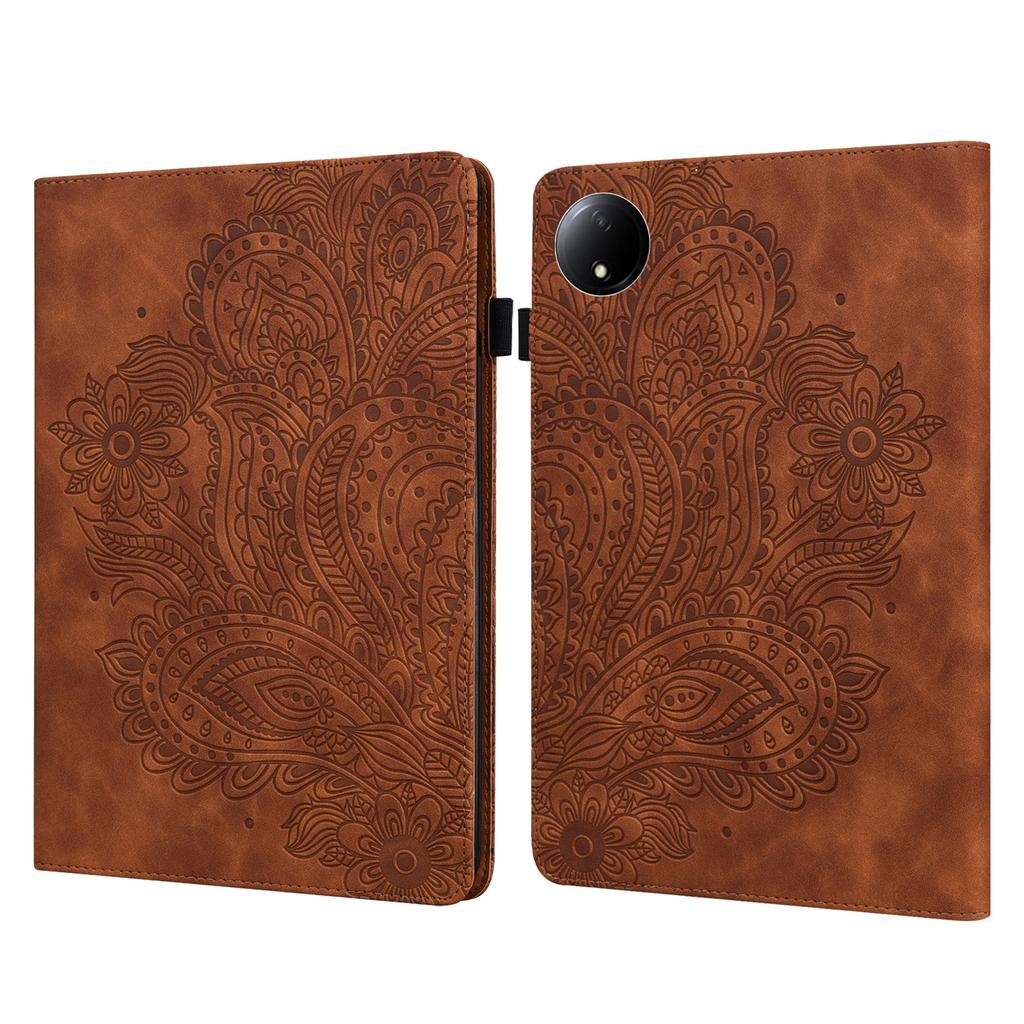 For Xiaomi Redmi Pad SE 4G 8.7 Inch Case Peacock Flower Pattern Card Holder Leather Tablet Cover