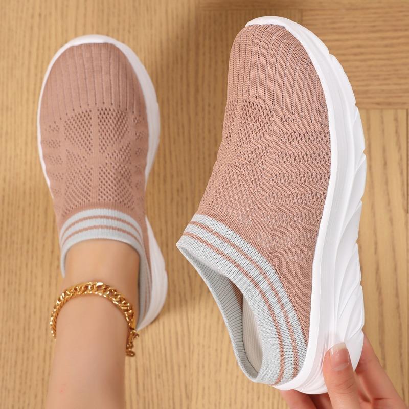 Women s Breathable Knit Sneakers Lightweight Slip-On Comfort Walking Shoes 42 бежевый