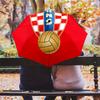 Modello della Federazione Calcistica Croata, ombrello pieghevole automatico, design portatile e pieghevole, 8 stecche, un regalo di Natale o di compleanno.