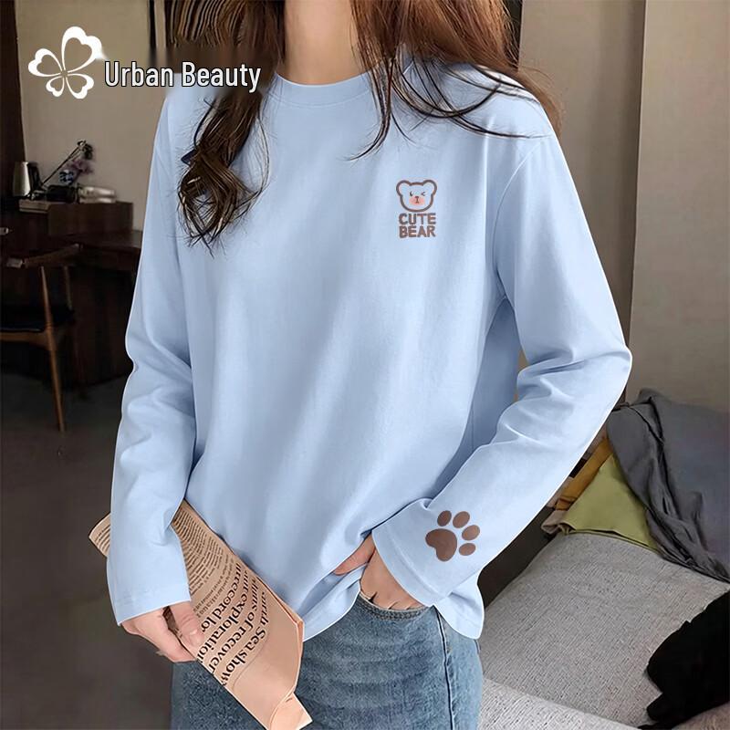 Tricou Grafic cu Mânecă Lungă din Bumbac Pur pentru Femei Urban Beauty
