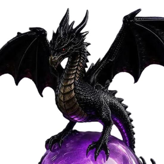 Dragon Faux Crystal Ball Lamp, Gothic USB Night Light, Dark Fantasy Resin Decor for Desk Bedroom, Halloween Gift for Gothic Lovers