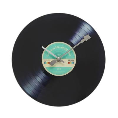 Balvi Record Clock, Light Green, Wall Clock, Vinyl Record Design, AA Battery, Glass Frame