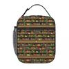 Education Library Book Lunch Bag Reusable Portable Cooler Thermal Lunch Box Oxford Bento Tote Bag for Work Travel Picnic