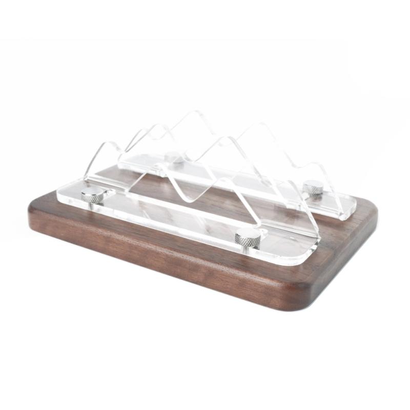 

Vertical Mount Stabilizing Holder With Wood Base Secure Fit & Cable Management for 4 1