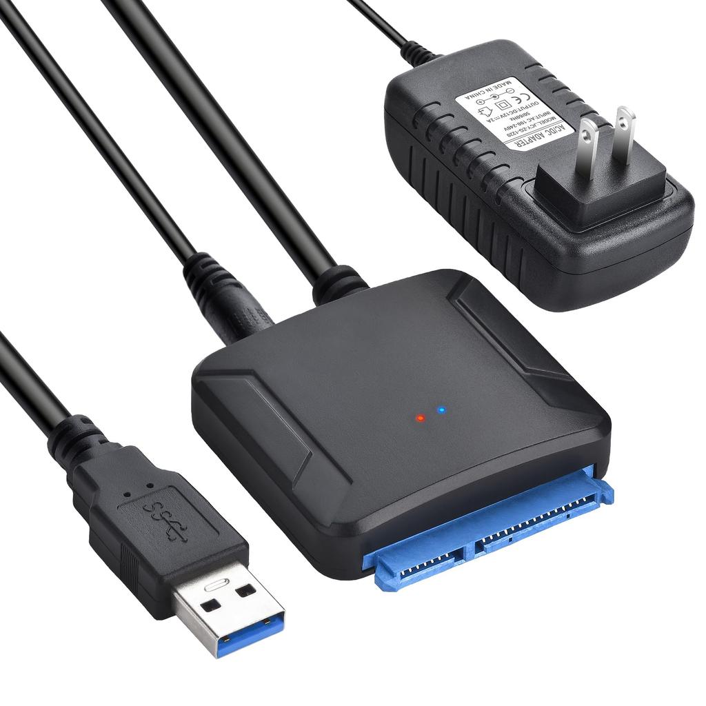 SATA to USB Converter SATA to USB SATA3 to USB Converter Cable with Power Compatible with Windows Data Up to UASP Support Cable, 3.5/2.5-inch SSD/HDD