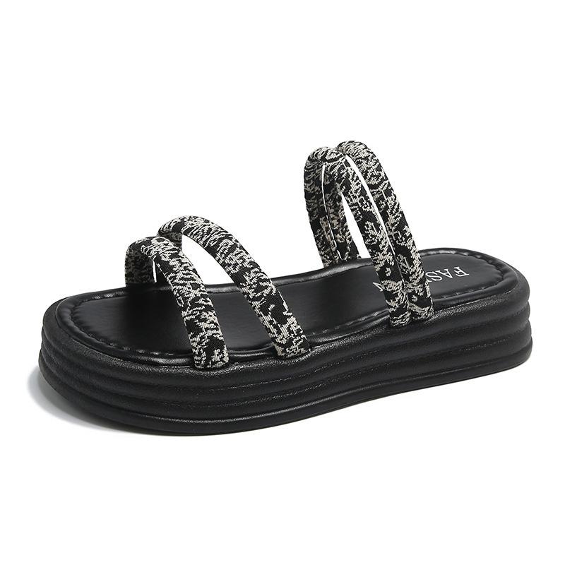 

Sandals women s 2025 new summer wear small fragrant wind beautiful beach shoes fashion with skirt thick-soled non-slip sandals 40 чёрный