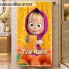 Beach TowelMasha and the Bear Custom Name Text Personalized Soft Towel for Beach Pool Indoor Home Decor Gift