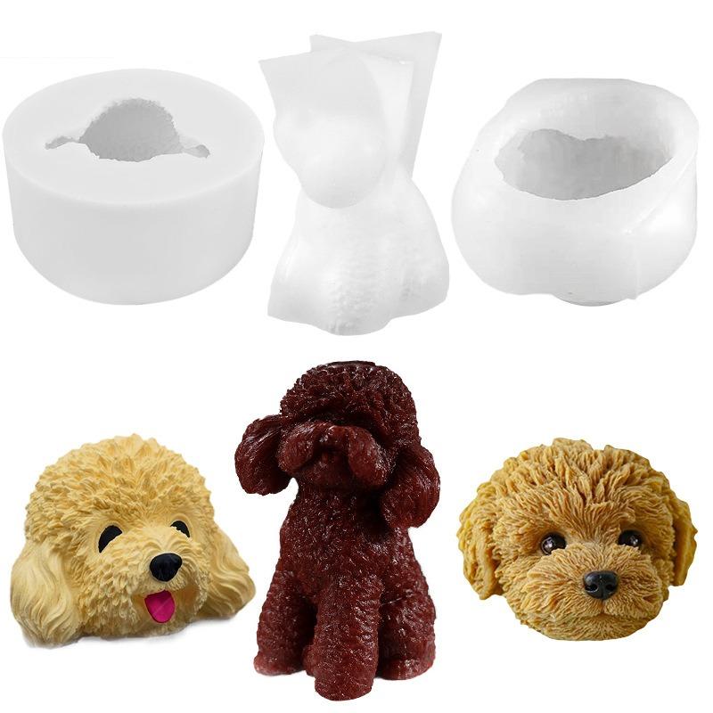 3D Teddy Dog Head Candle Silicone Mold DIY New Poodle Crafts Plaster Decoration Resin Soap Making Tool Handmade Candle Molds Kit
