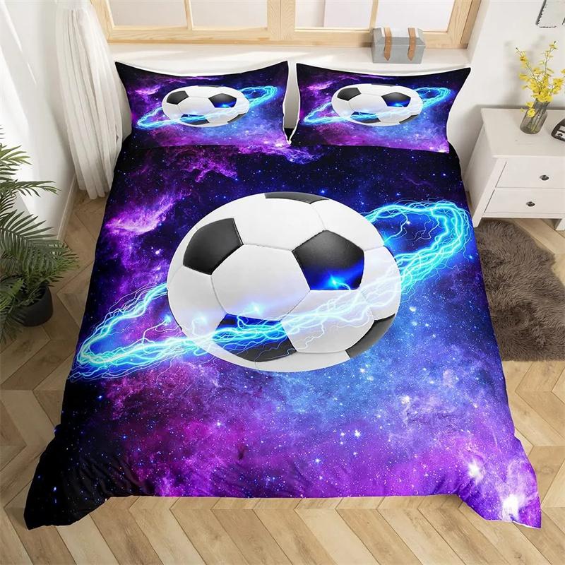 Football Duvet Cover Set Hand Drawn Sketch Soccer Flag Network Team Sports Bedding Set For Boys Teens Men Twin Comforter Cover