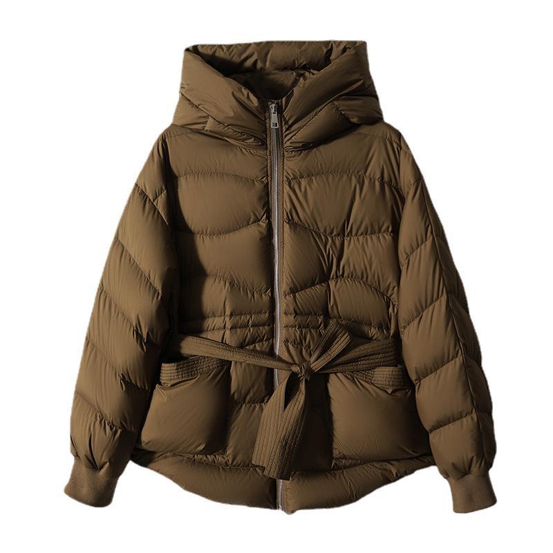 Cloud feeling, high-end white goose down, down jacket women's clothing short Pinghu winter women's hooded light goose down clothing