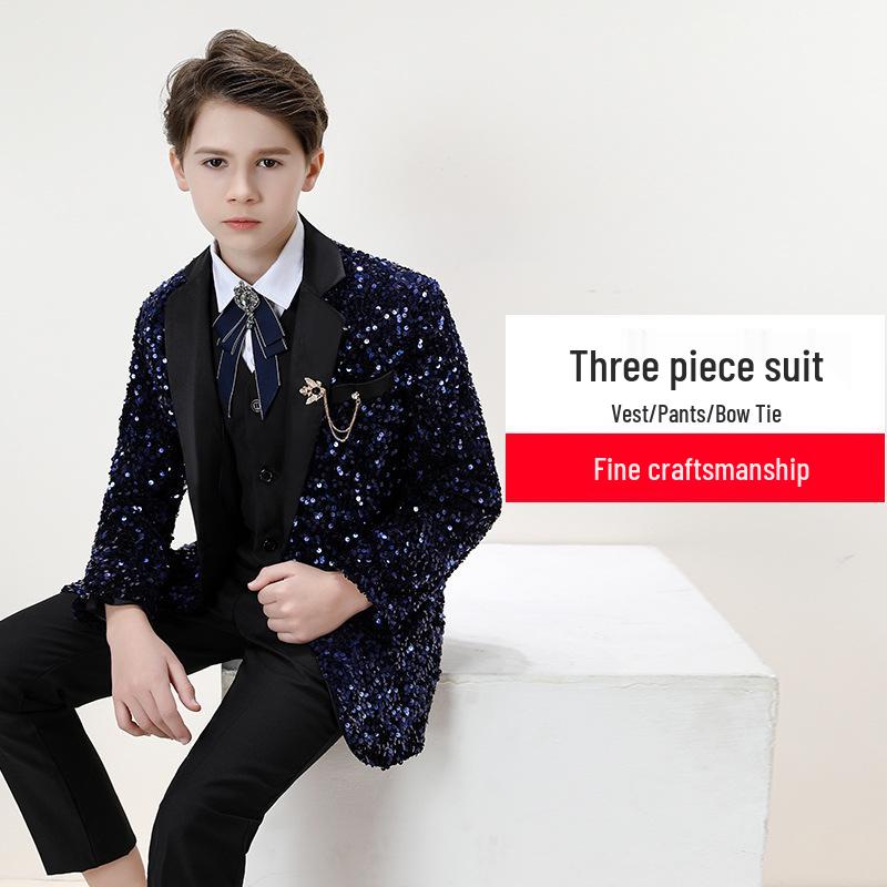 Smoching frumos pentru băieți: Set Costum cu Paiete pentru Spectacole și Podiumuri