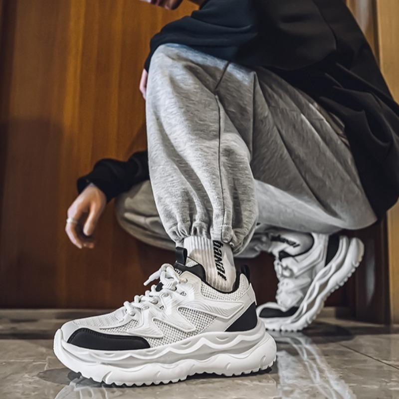 Fashion 2025 Summer New Breathable Mesh Men's Sport Casual Shoes Thick Soled Fashion Trend Comfortable Height Increasing Chunky sneakers