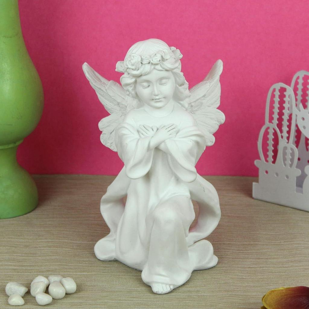 Dekorative Engelsfigur Statue Prunkstück (Kunstharz, 20,3 cm x 12,7 cm) für Home Office Tisch für Familie und Freunde