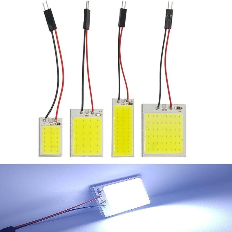 Car Interior Led Panel Light Kit Super Bright Cob Universal Adapters For Auto Dome Trunk Lighting Replacement