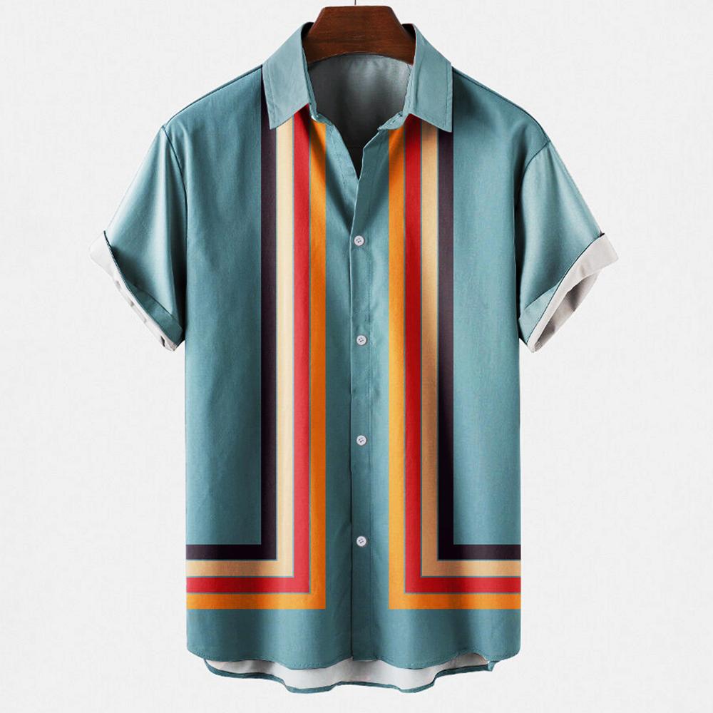 Hawaiianische Herren Strandhemden Urlaub Sommer Mode Lässig Kurzarm Streifenmuster Locker Streetwear Lustig Floral Kostenloser Versand
