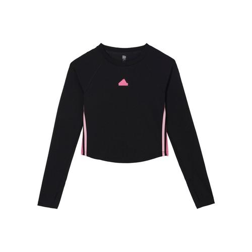 adidas Striped Quick-Dry Sports Casual Long-Sleeve Raglan T-Shirt Women’s Black XS чёрный