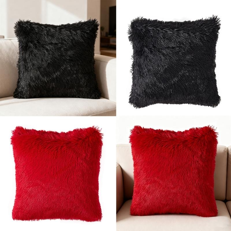 Plush Pillowcase Without Insert Breathable Fabric Cushion Cover Multiple Color Option for Living Room Bedroom Decors