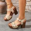 Fashion Buckle Strap Women's Sandals  Sale Peep Toe Office and Career Summer Plus Size Solid Heels