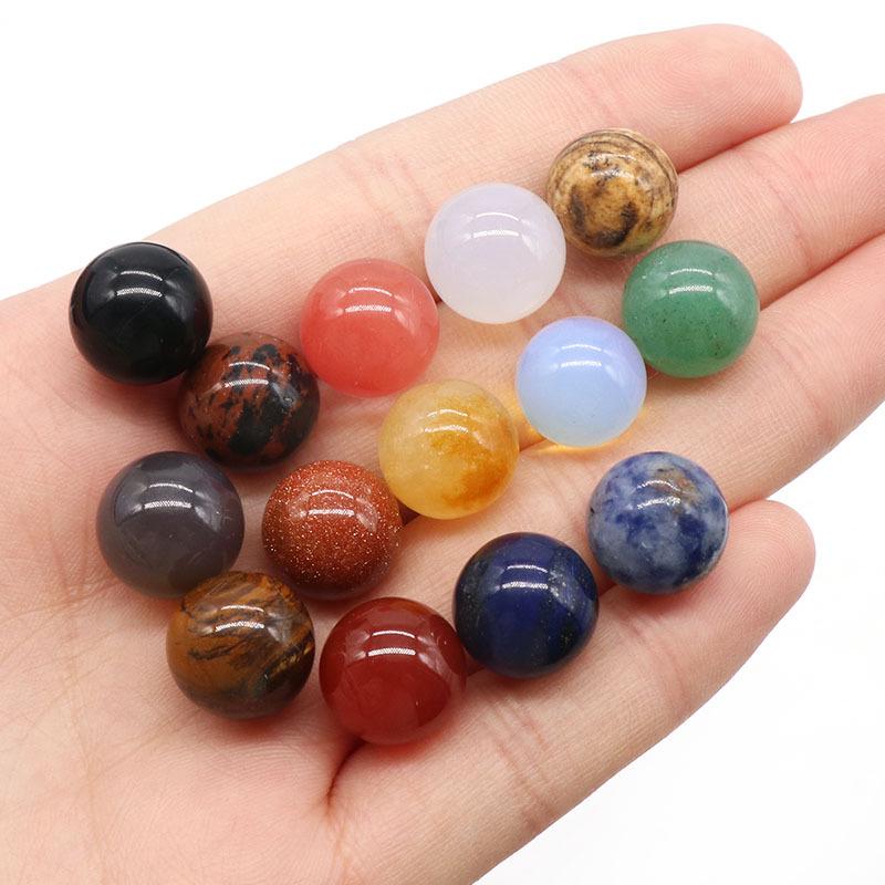 1189-12MM Natural Round Crystal Stone Bead, No Hole, Mini Small Ball for DIY Jewelry and Crafts