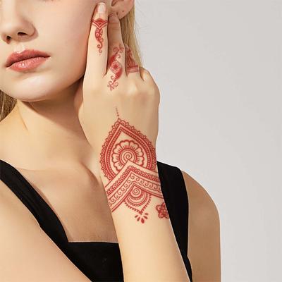 Tattoo Sticker Red Flower Totem Hand Back Indian Waterproof Female Lace Tattoo Sticker