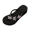 Summer Fashion Rhinestone Ladies Holiday Rubber Sole Beach Wedge Flip Flops