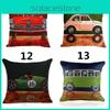 Vintage Car Dog Print Pillow Case In Beautiful Cotton Linen For Stylish Home Decor