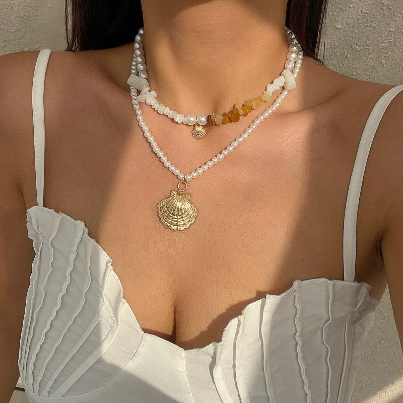 GemChic נשים חדש בציר חרוזים מעטפת תליון עצם הבריח שרשרת אתנית אופנה יום הולדת מתנת תכשיטי חג המולד