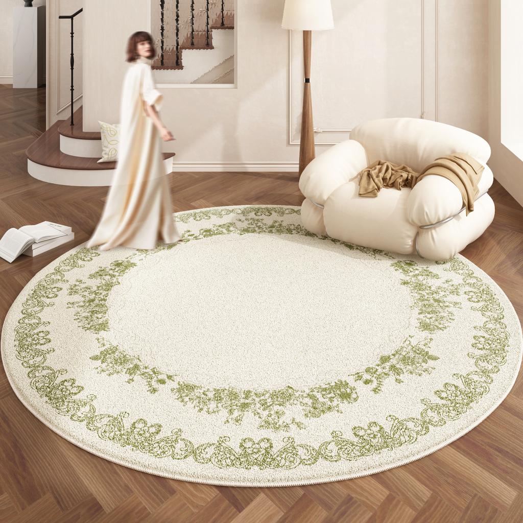 Teppiche im europäischen Stil für Schlafzimmer Zuhause Flauschige weiche Bodenmatte Verdicken Plüsch Wohnzimmer Dekoration Runder Teppich Waschbarer Lounge-Teppich
