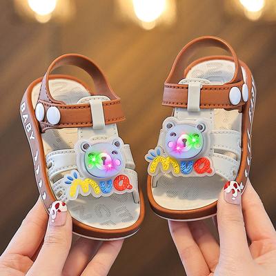 Children's Cartoon Light-up Sandals For Summer, Girls' Anti-slip Soft-soled Toddler Shoes, Boys' Beach Slippers