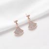 Fan-shaped Zircon Skirt Earrings Exquisite Super Flash Temperament Versatile Stud Ear Wedding Party Jewelry