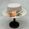Dark Brown Faux Floral Felt Hat Wedding Hat Women'S Jazz Hat Panama French Elegant Felt Hat Somprero Mujer  Chapeau Femme Luxe