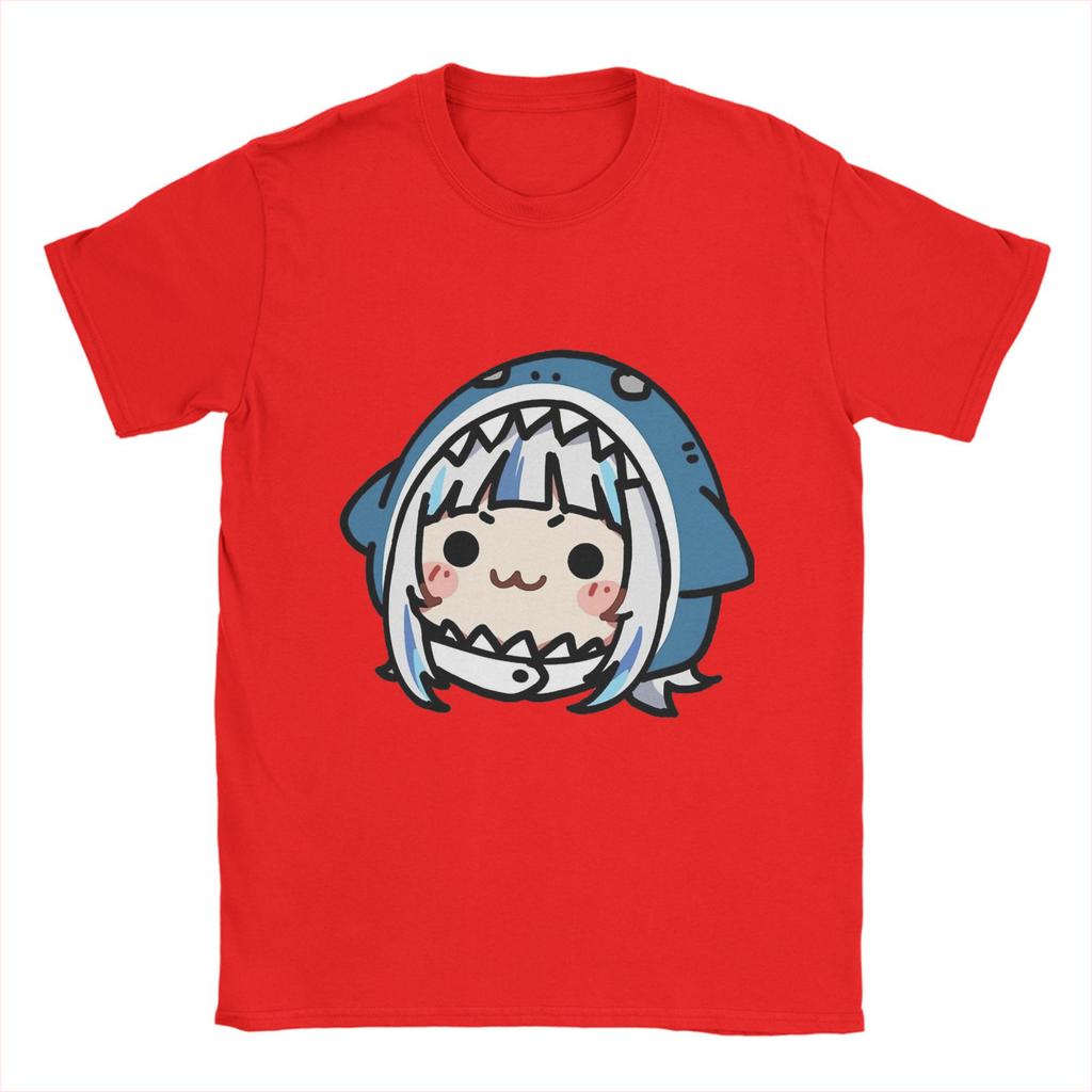 Gawr Gura Chibi T Shirt Beach  Hip Hop T-Shirts Men Pure Cotton Comfortable Oversized Clothes Short-Sleeved Y2K Funny Tshirt