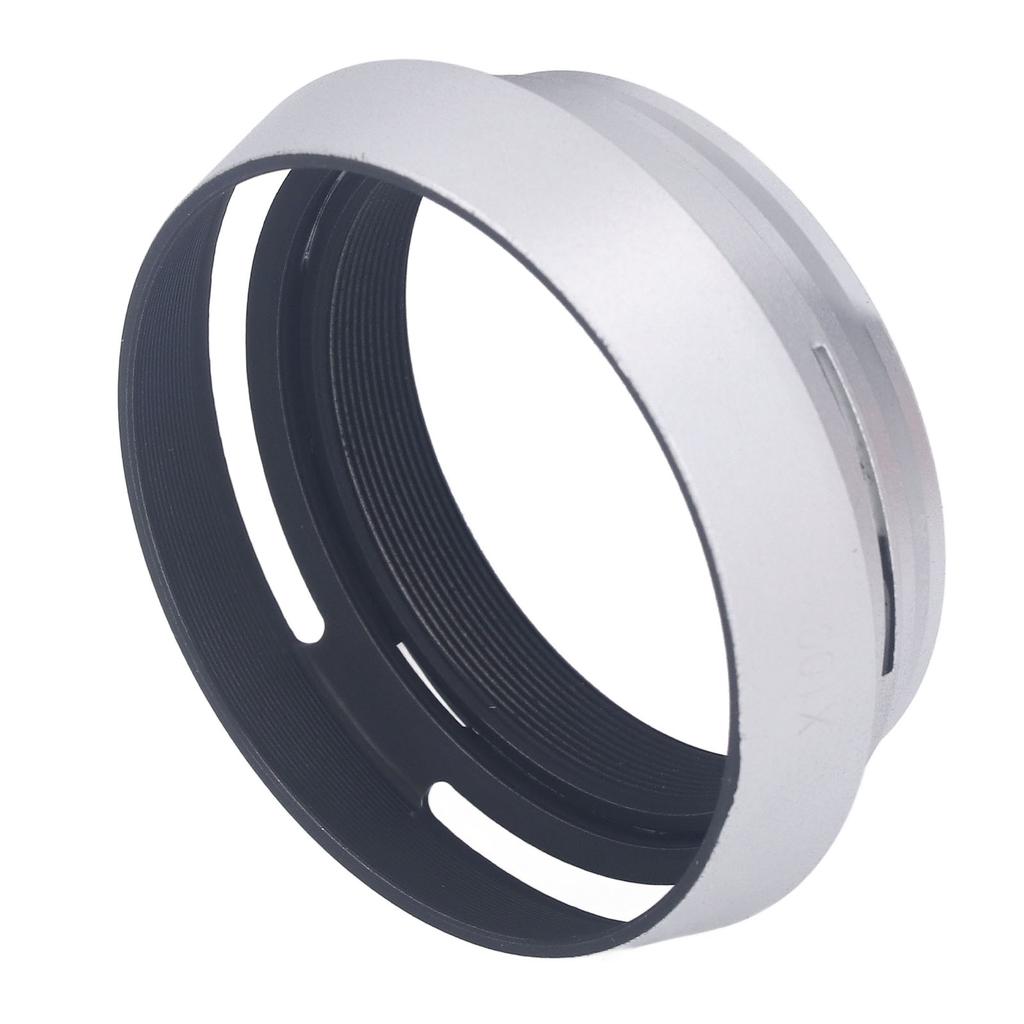 49mm Lens Hood Aluminum Silver Matte Camera Lens Hood Shade with Adapter Ring for X100 X100S