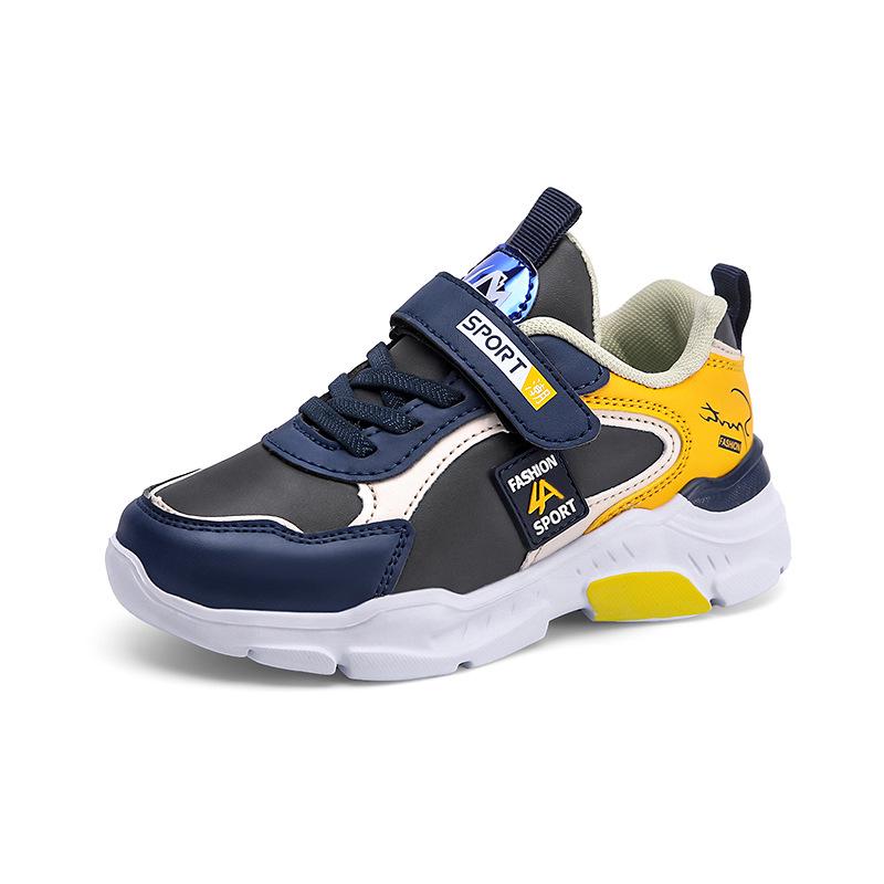 Boys' Waterproof Leather Athletic School Shoes, Soft-Soled Running Sneakers for Spring and Autumn