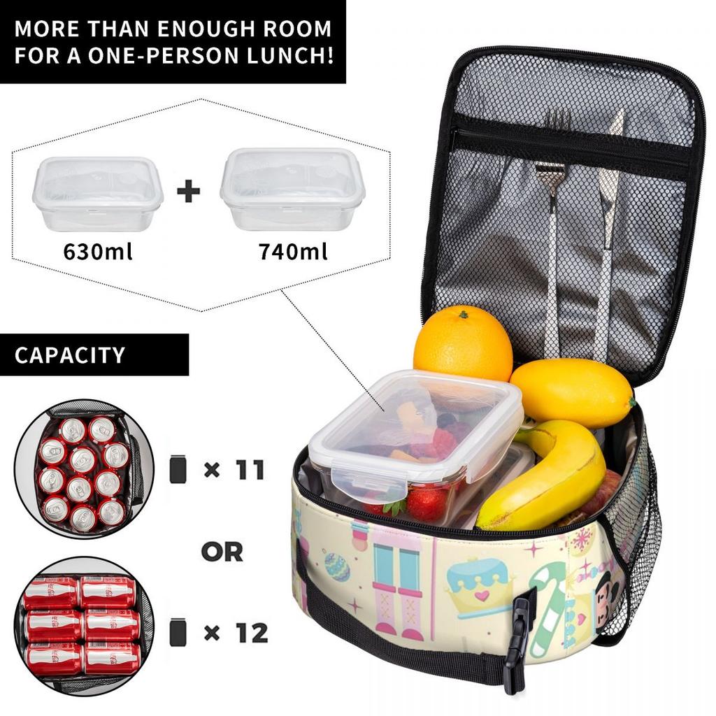 Nutcracker Ballet Christmas Theme Pattern Insulated Lunch Bag for Women Children Leakproof Food Boxes Thermal Lunch Box Tote