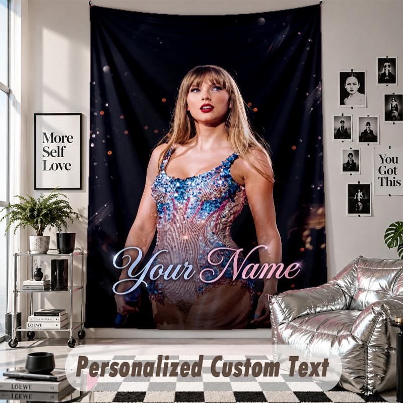 Wall Hanging Tapestry With Custom Name & Text, Taylor Swift Decorative Tapestry For Bedroom