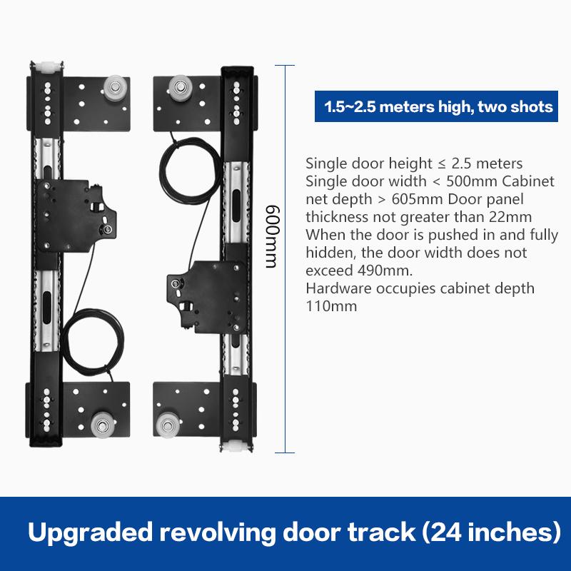 Hidden Door Track Kit Invisible Butterfly Sliding Hardware For Wardrobe Swing Pocket Door With Side Plug Flip Hinge Installation