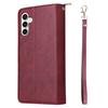 For Samsung Galaxy S25 FE Case Zipper Pocket PU Leather Phone Cover with Hand Strap