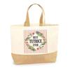 Beach Tote Bag - PLANETEE - Best Ever Rose Tutrice - Natural Jute - Sturdy Handles - Made In France