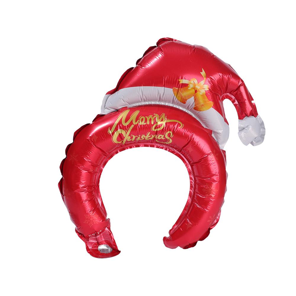 1/5pcs Kids Christmas Inflatable Balloon Headband Headdress Cartoon Santa Claus Elk Pattern Decorative Gifts for Holiday Scenes