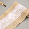 15*240 CM Vintage Jute Burlaps with White Lace Roll Craft Ribbon for Wedding Decoration In Table