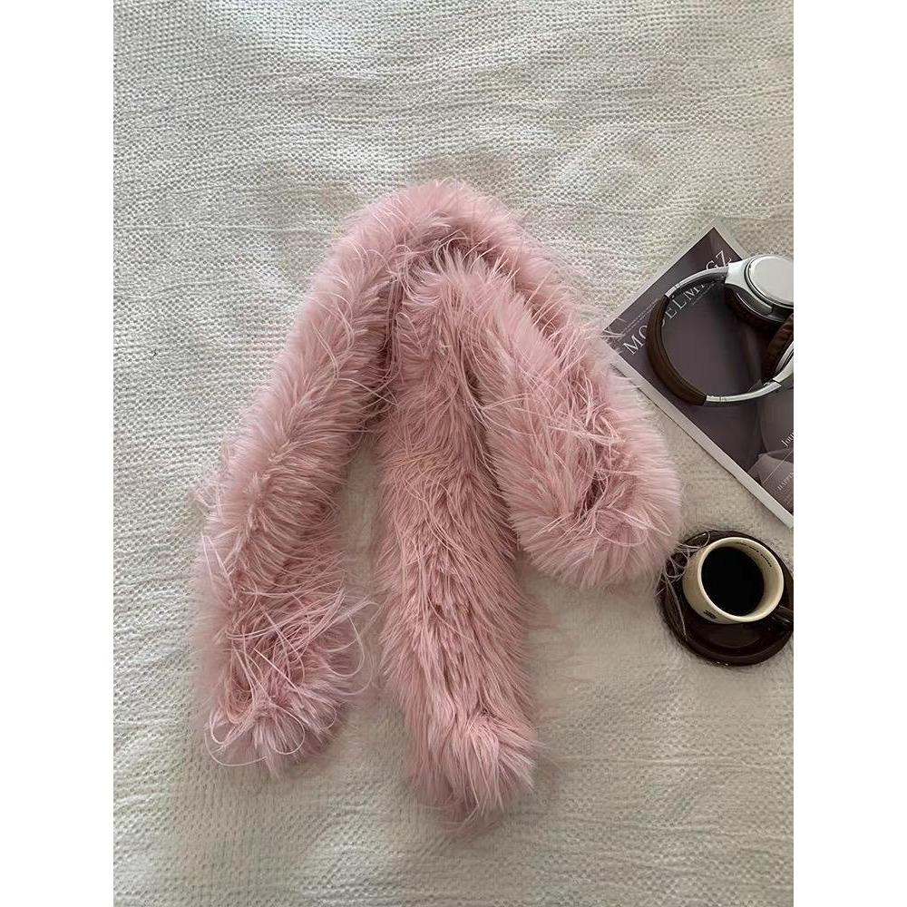 

Осенний и зимний шарф Теплый длинный шарф Однотонный искусственный мех Простой универсальный плюшевый двухслойный утолщенный шарф Женский шарф 180cm розовый