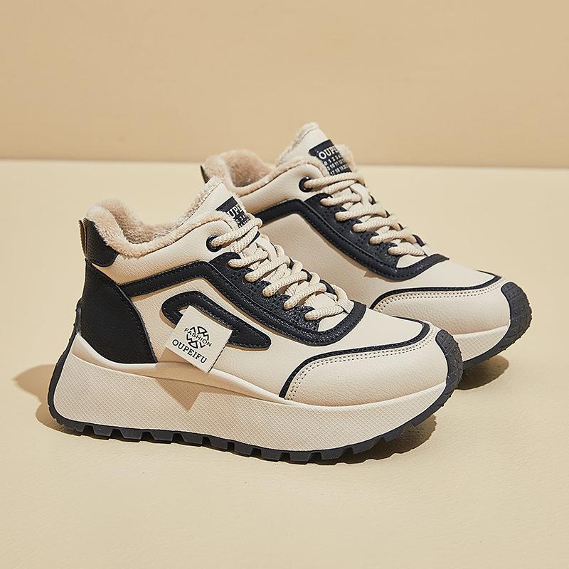 New Velvet Dad Shoes Women's 2 Winter Student Sports Thick-soled Warm Casual Board Shoes