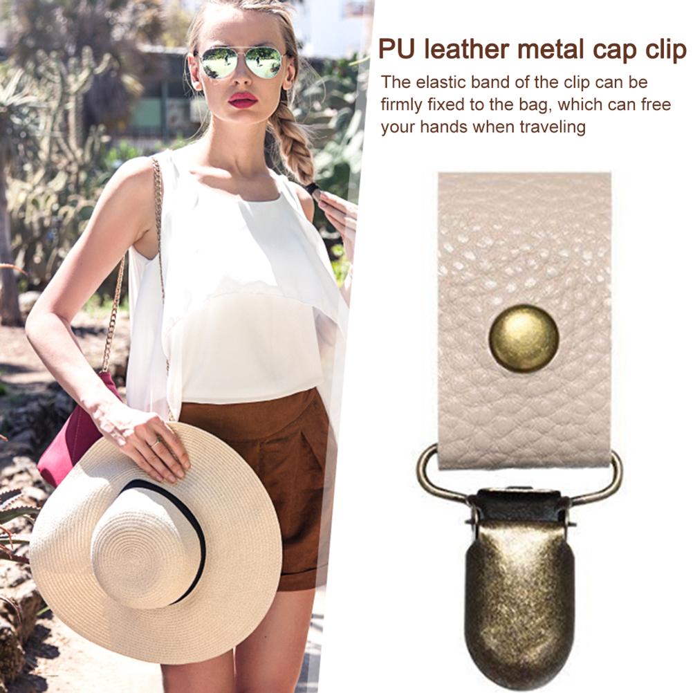 Pocket Hat Clip Cap Retainer Clips for Travel Handbag Hat Clips PU Leather Hat Holder for Outdoor Travel Accessories