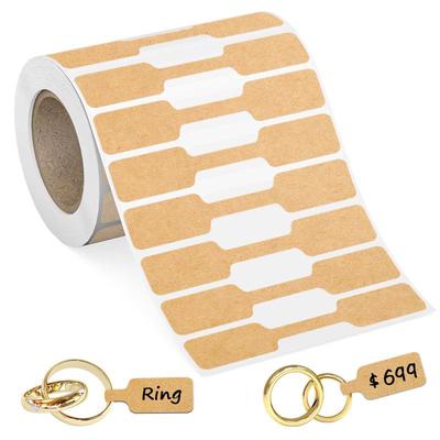 500 Kraft Paper Ring Necklace Price Tag Stickers - Self-Adhesive, Hand-Written, 1 Roll (500 Sheets)