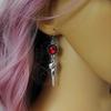 New Gothic Punk Sliver Color Vampire Bird Skull Round Red Glass Crystal Dangle Earrings for Women Heathen Wizard Jewelry Gifts