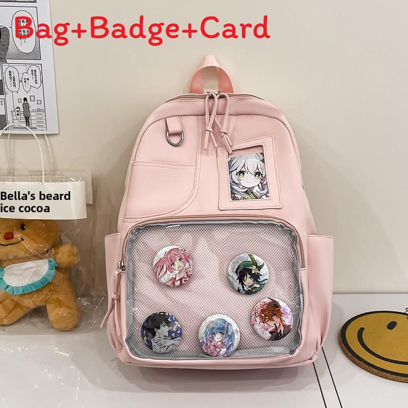 Nylon Large Capacity College Style Backpack With Design For Girls Student Commuting
